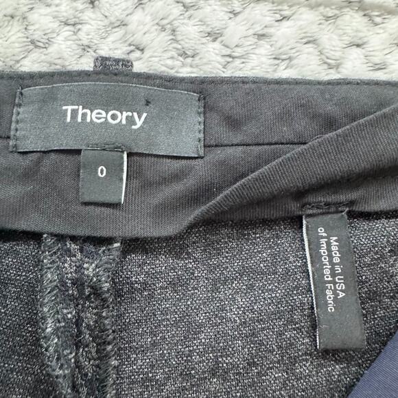 Theory Pants Womens 0 Black Houndstooth Ponte Stretch Slim Straight Mid Rise - Picture 2 of 14